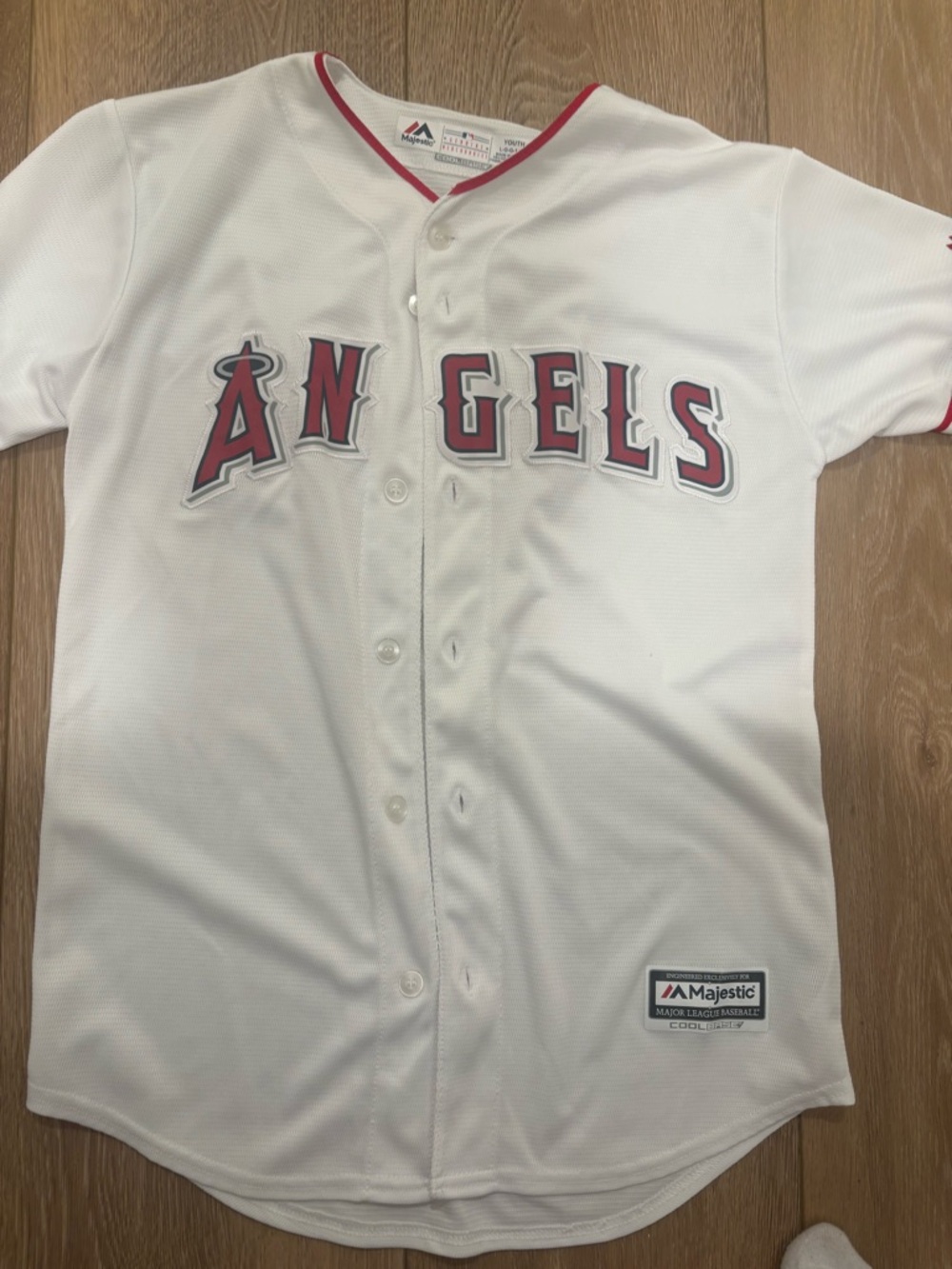 Majestic White and Red Youth Baseball Jersey